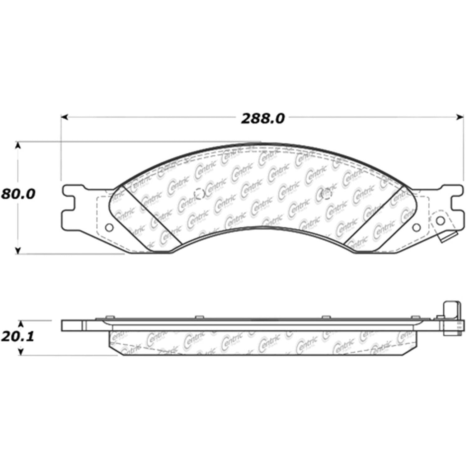 centric parts premium semi-metallic brake pads with shims and hardware frsport 300.10100