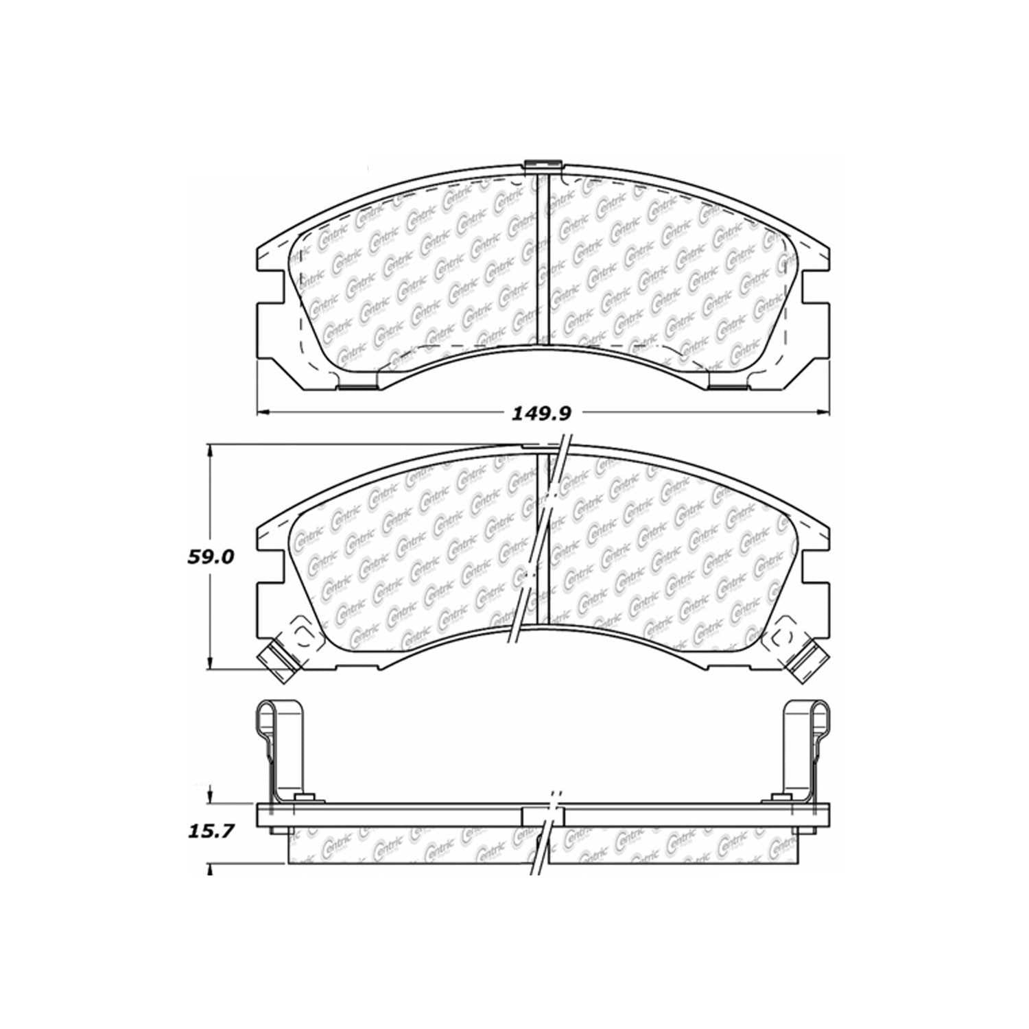 centric parts premium ceramic brake pads with shims and hardware frsport 301.05300