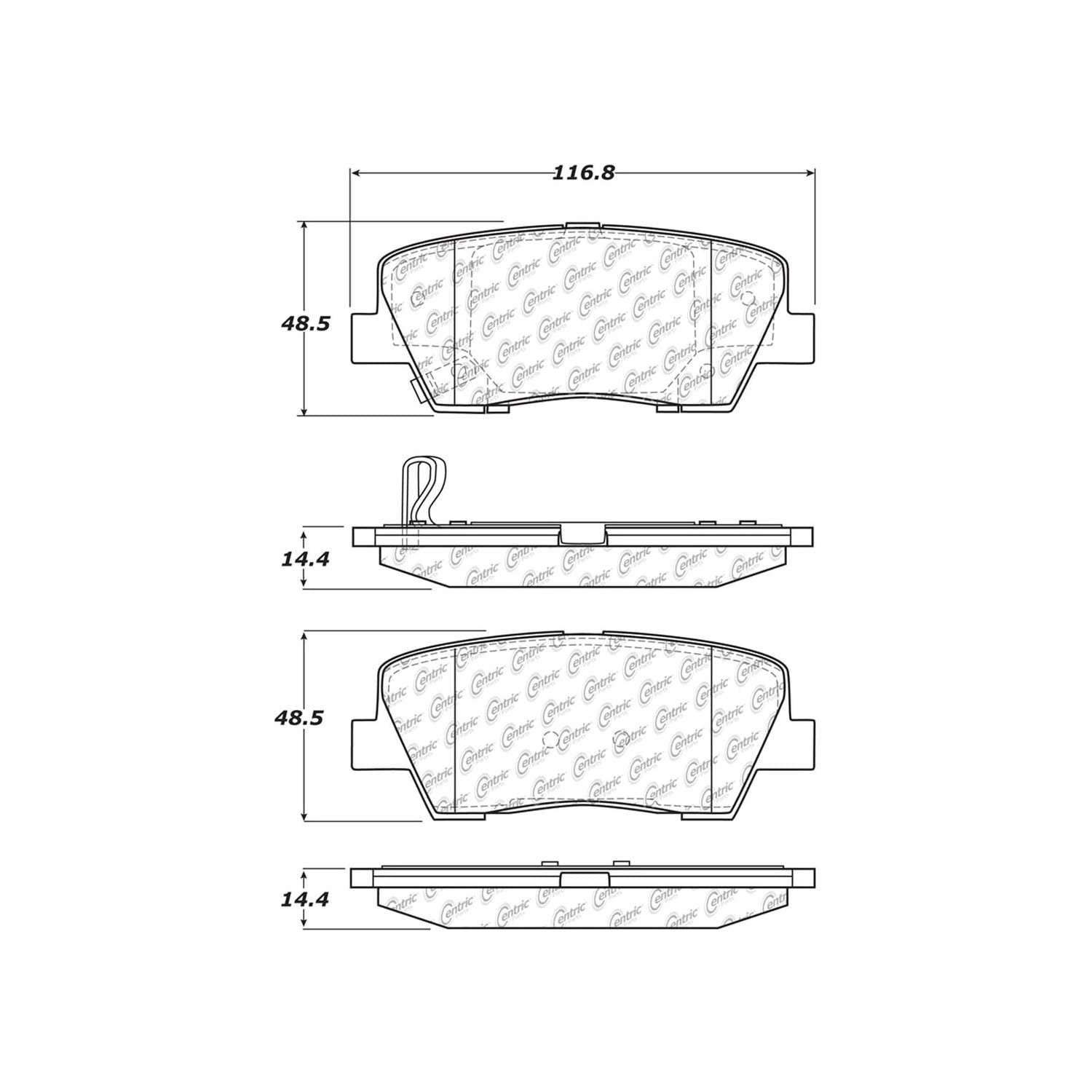centric parts premium ceramic brake pads with shims and hardware frsport 301.12840