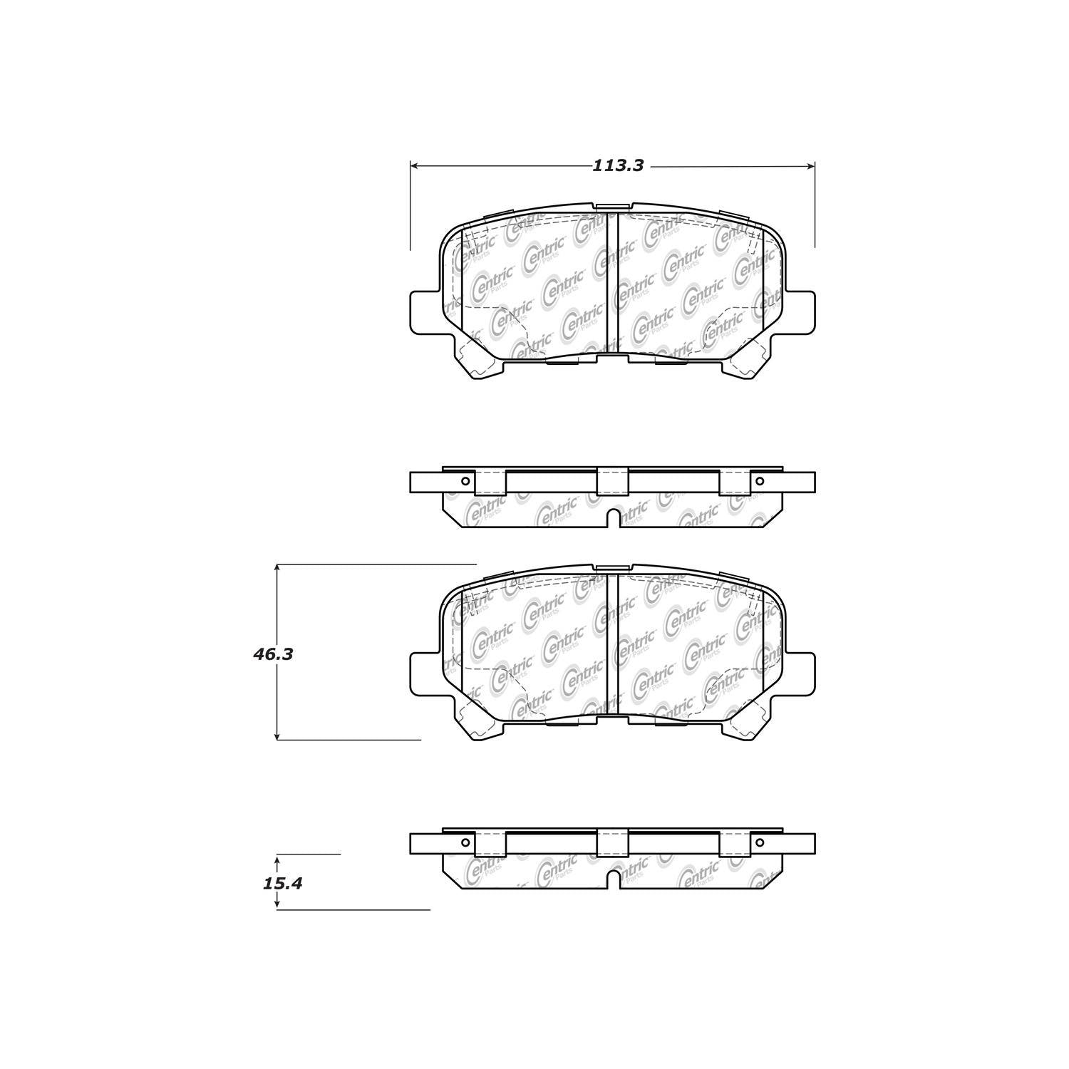 centric parts premium ceramic brake pads with shims and hardware frsport 301.15850