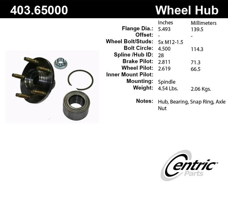 StopTech Premium Hub and Bearing Hub Assembly Repair Kit top view frsport 403.65000