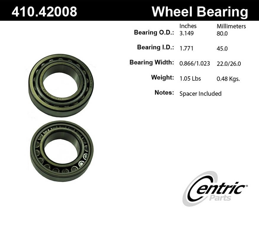 Stoptech Centric Premium Tapered Bearing - Rear 410.42008