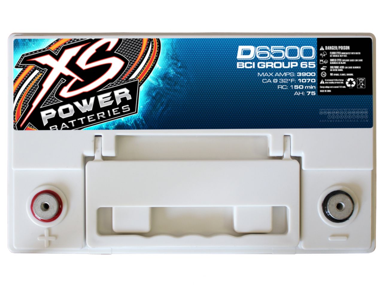 XS Power 12V BCI Group 65 AGM Battery, Max Amps 3,900A, CA: 1070, Ah: 75