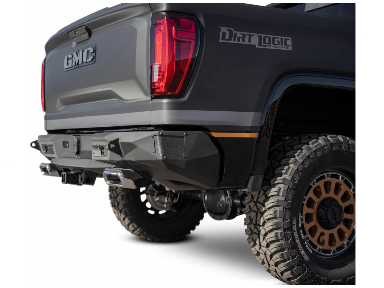 Addictive Desert Designs 2019 GMC 1500 Stealth Fighter Rear Bumper w/BlindSpot And Exhaust Tips