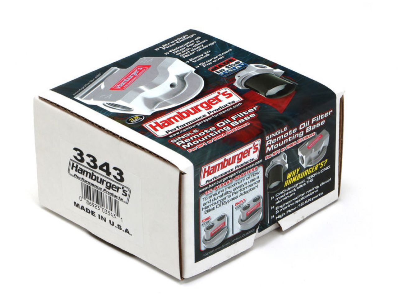 Hamburger's Performance Remote Oil Filter Base; PH8A (or equiv); 12AN Ports