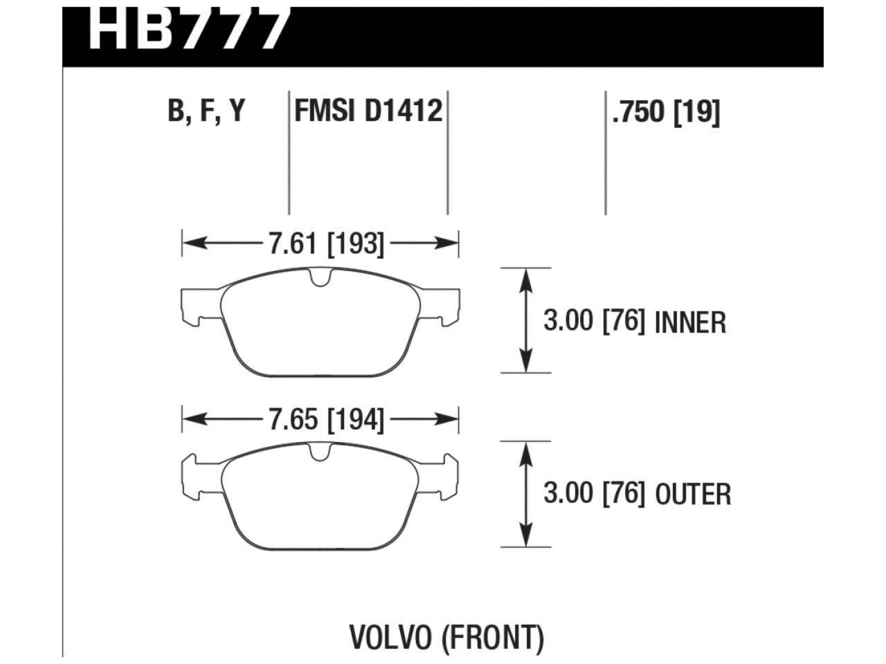 Hawk Brake Pads HB777Y.750 Item Image