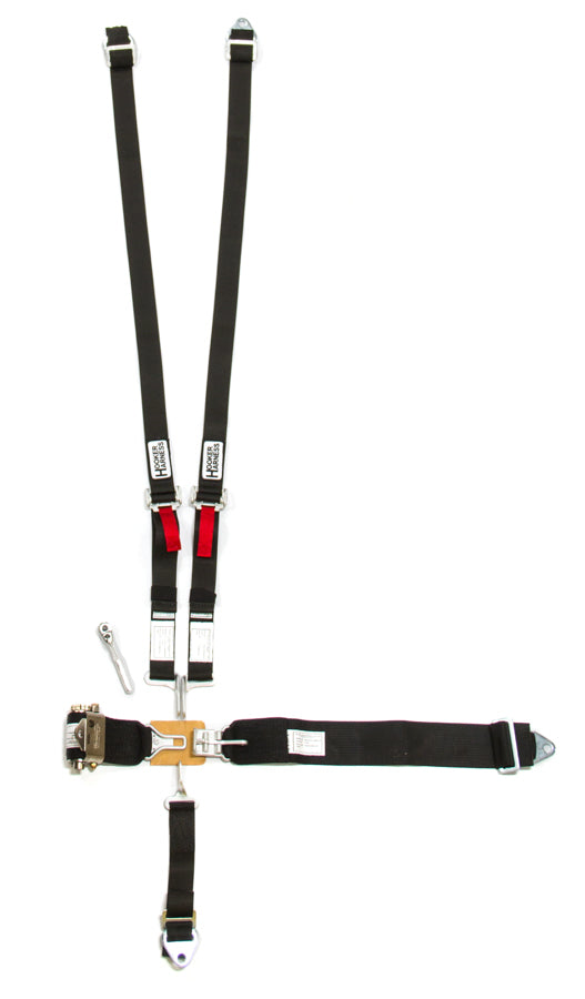 Hooker 5-Pt Harness System Hans LL USD Ratchet Adj Black HRH52100