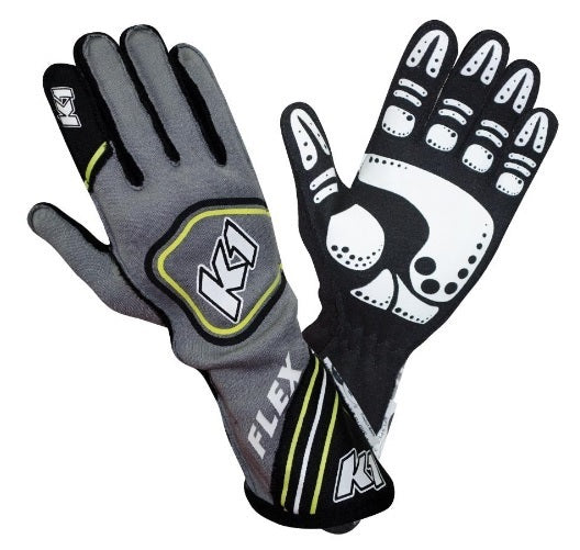 K1 Racegear Glove Flex Grey / Yellow Small FIA / SFI 5 K1R23-FLX-FY-S