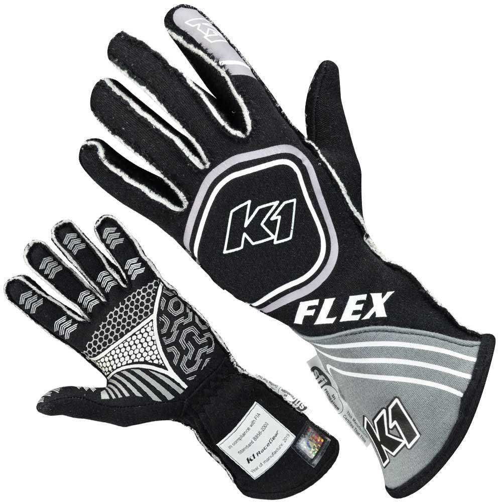 K1 Racegear Glove Flex Grey / Black 2-XS Youth K1R23-FLX-NG-2XS