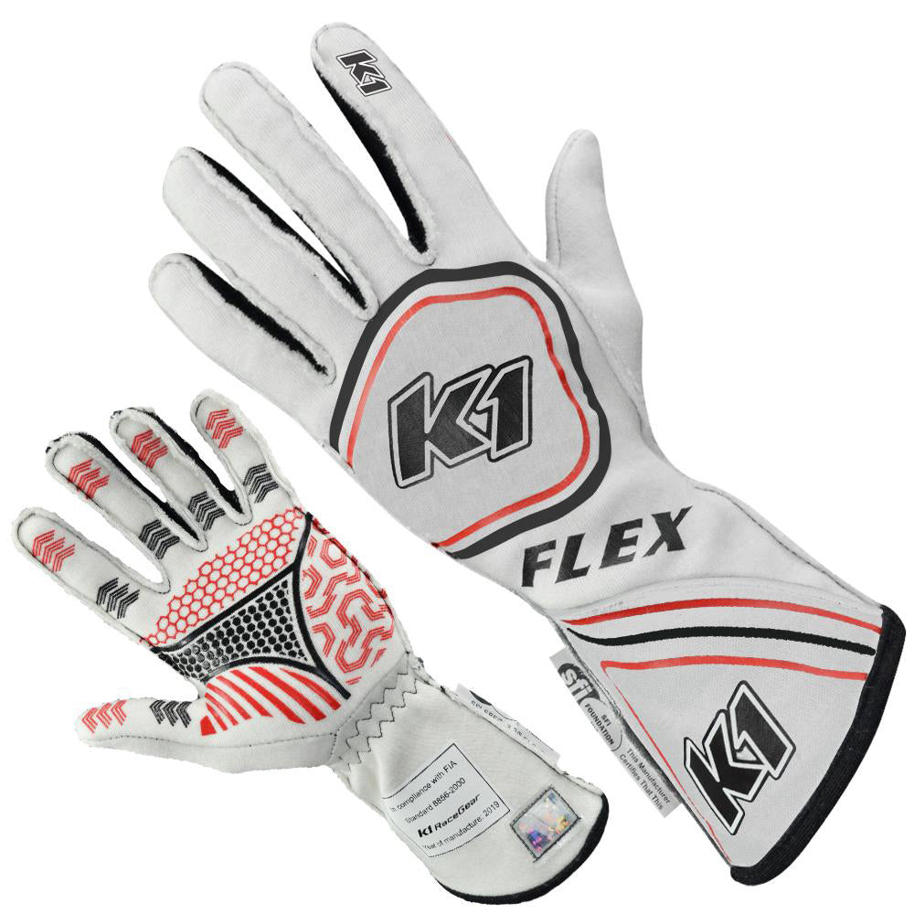 K1 Racegear Glove Flex Large White SFI / FIA K1R23-FLX-W-L