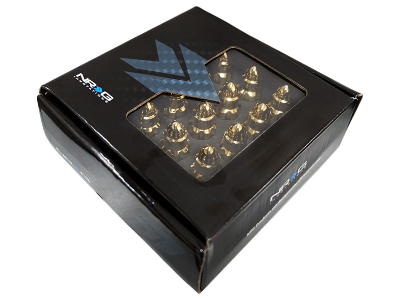 NRG M12 x 1.25 Steel Lug Nut Set Bullet Shape 21 pc Chrome Gold