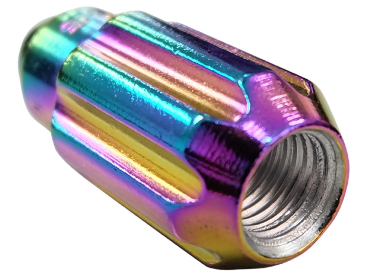 NRG M12 x 1.25 Steel Lug Nut Set Bullet Shape 21 pc Neochrome W/ Lock Key