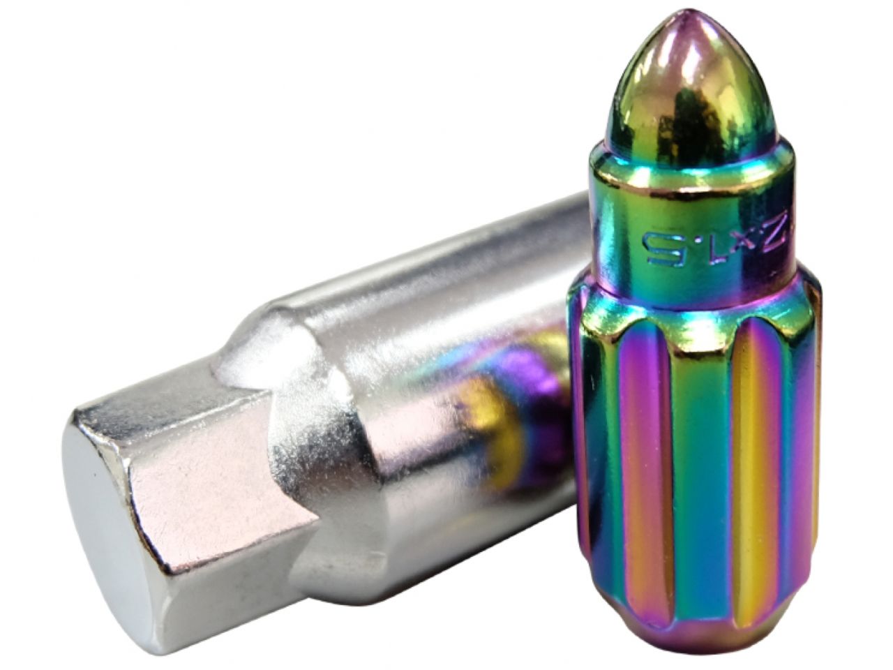 NRG M12 x 1.25 Steel Lug Nut Set Bullet Shape 21 pc Neochrome W/ Lock Key