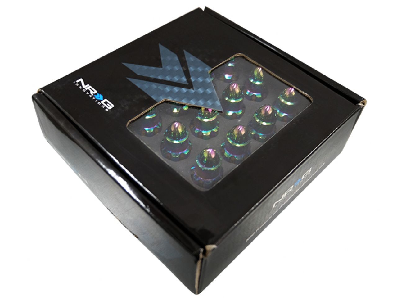 NRG M12 x 1.25 Steel Lug Nut Set Bullet Shape 21 pc Neochrome W/ Lock Key