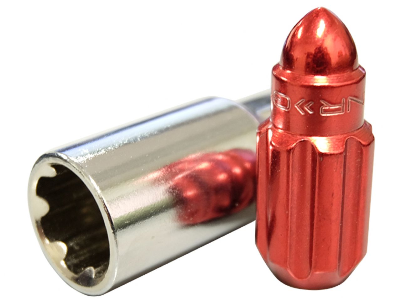 NRG M12 x 1.25 Steel Lug Nut Set Bullet Shape 21 pc Red W/ Lock Key