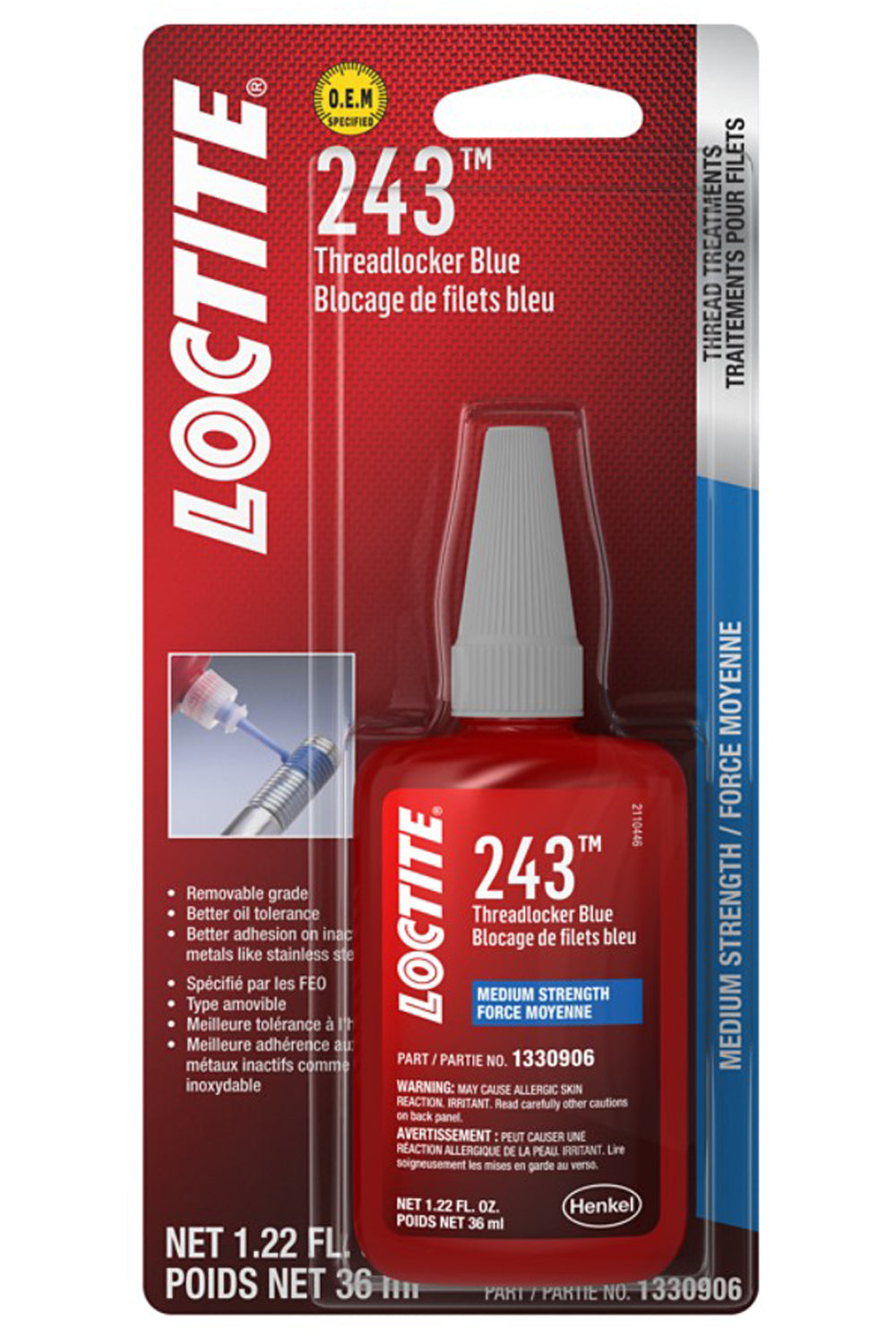 Loctite Threadlocker 243 Blue 36ml/1.22oz LOC1330906