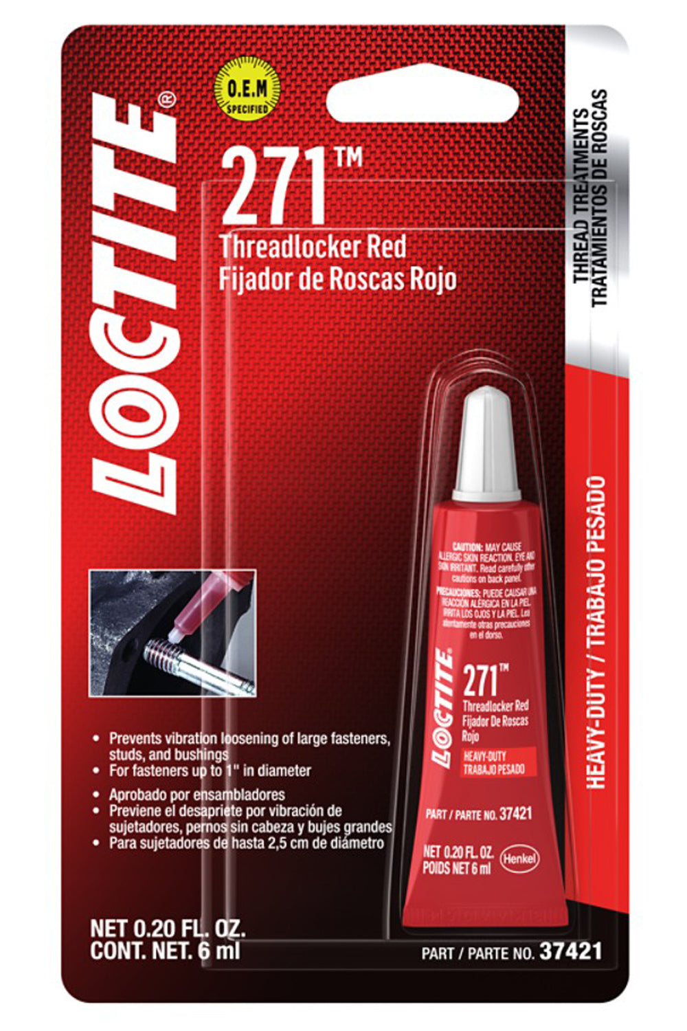 Loctite Threadlocker 271 HD Red 6ml/.20oz LOC487232