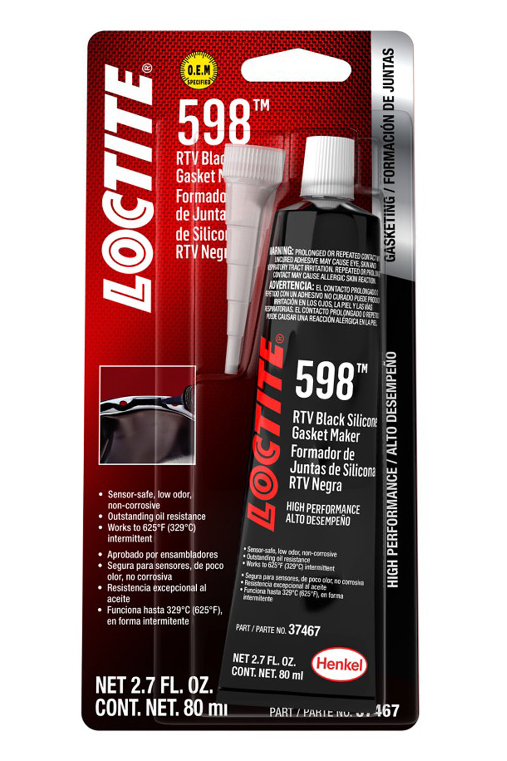 Loctite RTV 598 Black Silicone 80ml/2.7oz LOC491985