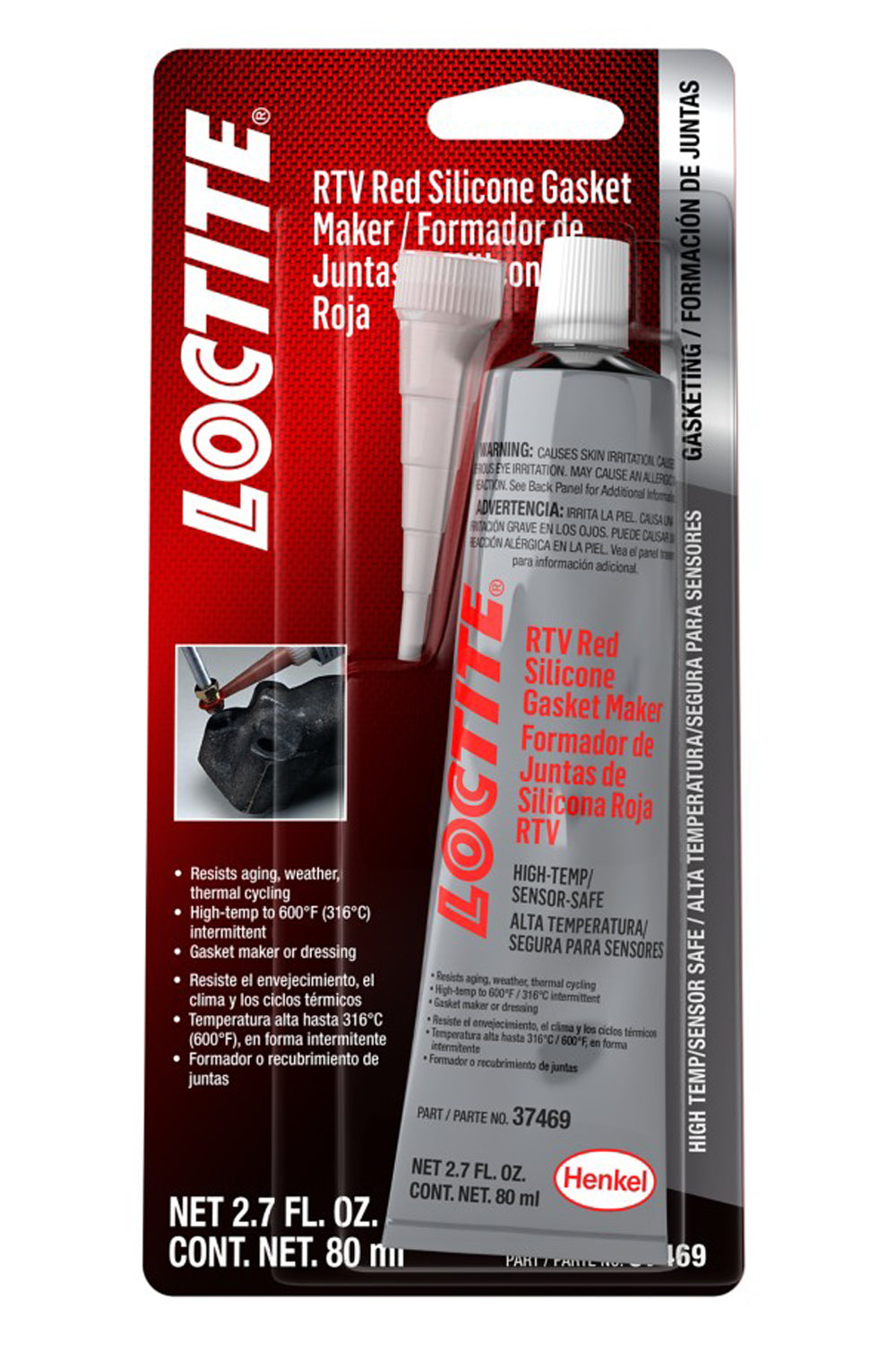 Loctite RTV Red Silicone Sensor Safe 80ml/2.7oz LOC492001