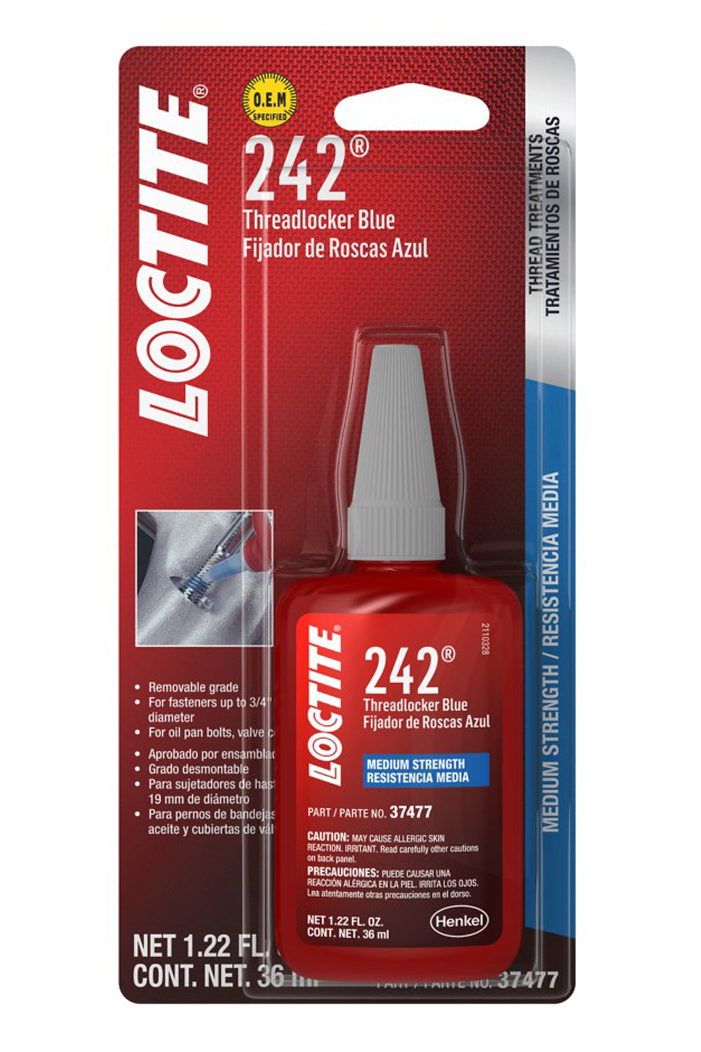 Loctite Threadlocker 242 Blue 36ml/1.22oz LOC492140