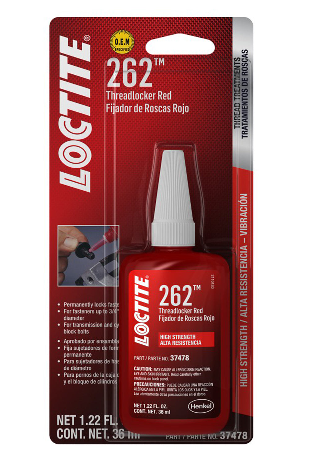 Loctite Threadlocker 262 Red 36ml/1.22oz LOC492141