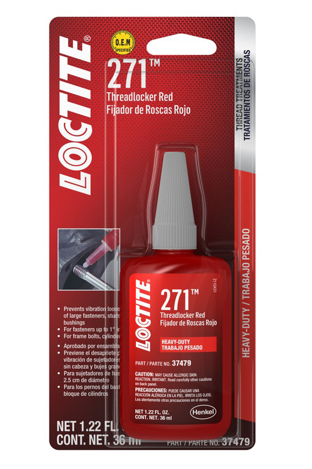 Loctite Threadlocker 271 HD Red 36ml/1.22oz LOC492142