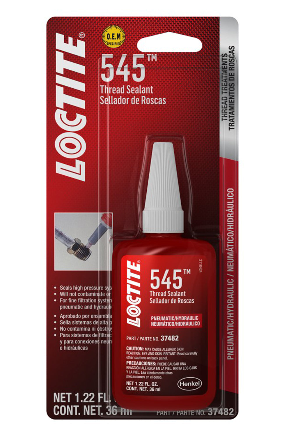Loctite Thread Sealant 545 36ml/ 1.22oz Pneumatic/Hydrlic LOC492145