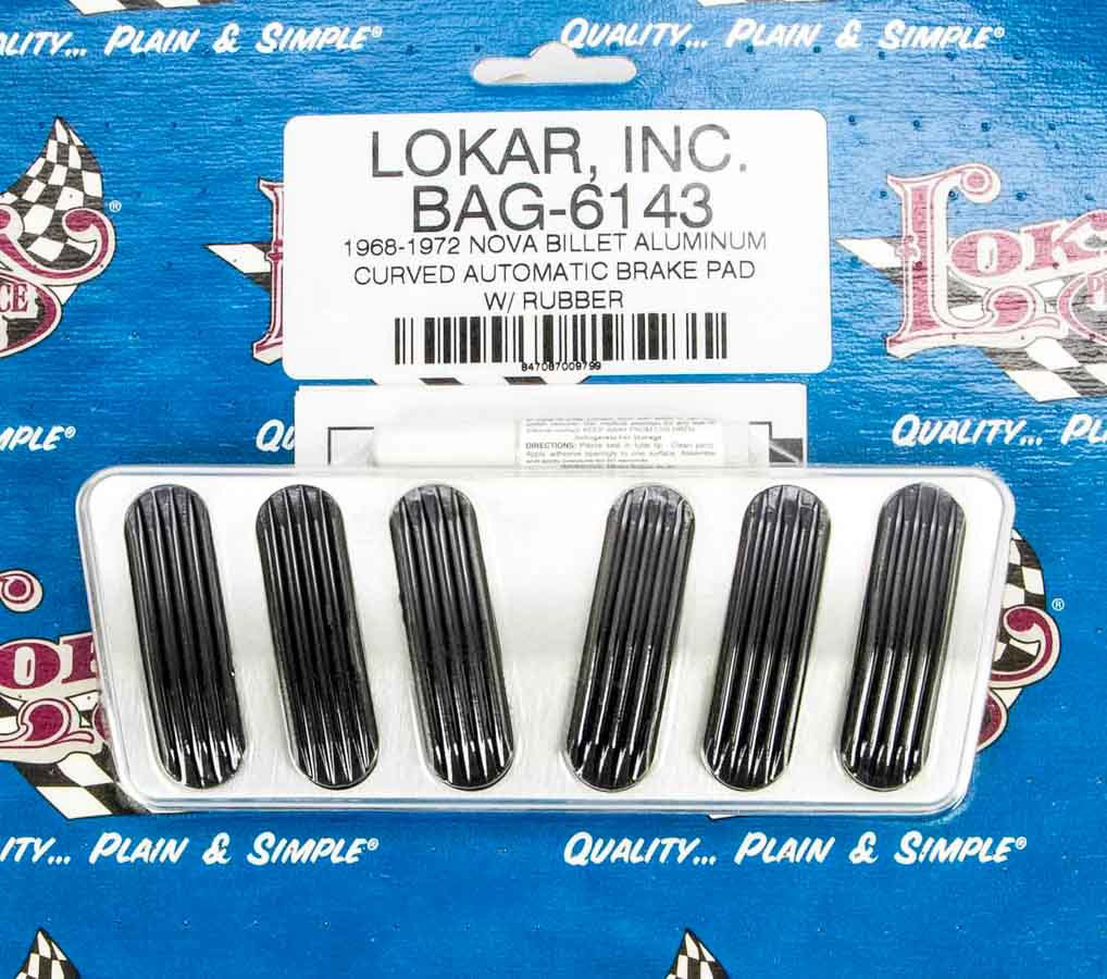 Lokar 68-72 Nova Billet Brake Pad w/Rubber LOKBAG-6143