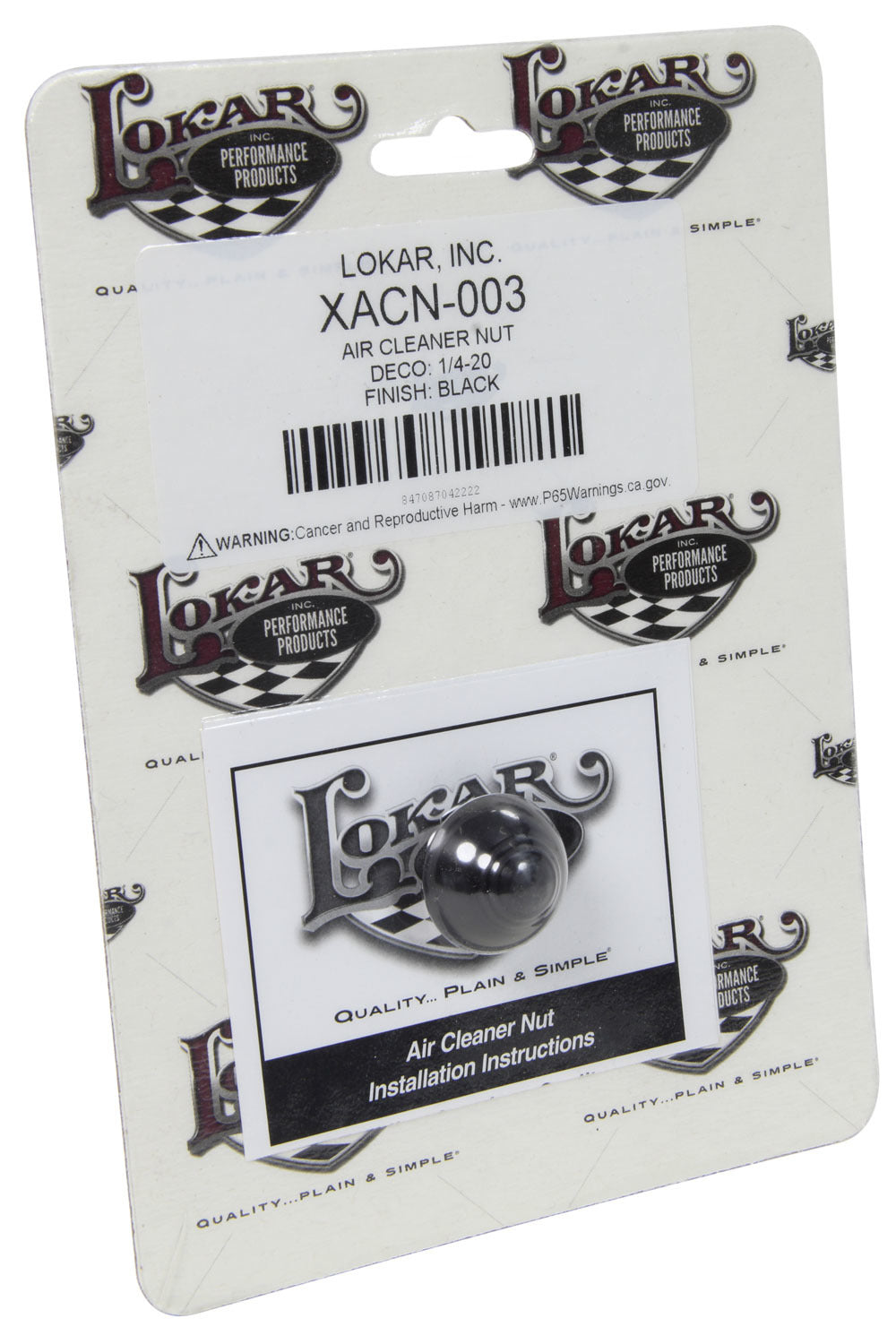 Lokar Air Cleaner Nut Deco 1/4-20 Black LOKXACN-003