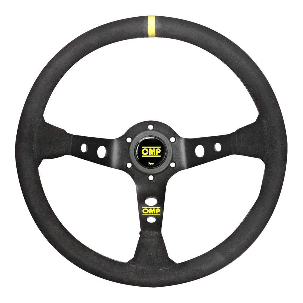 OMP Corsica Steering Wheel- Black Suede Leather with Black Anodized Sp