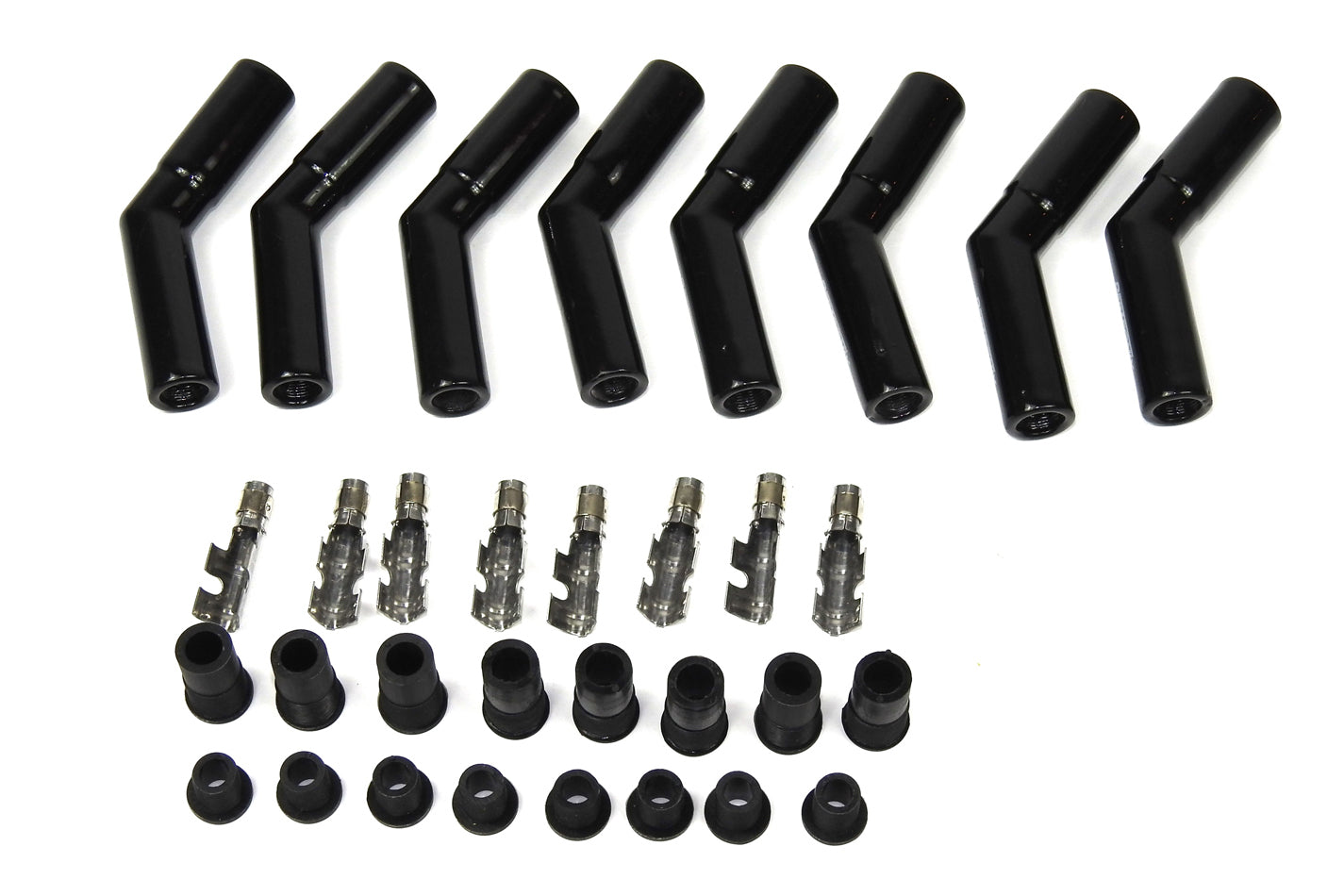 Pertronix Ceramic Spark Plug Boot Kit 45-Deg 8pk Black PRT8563HT-8