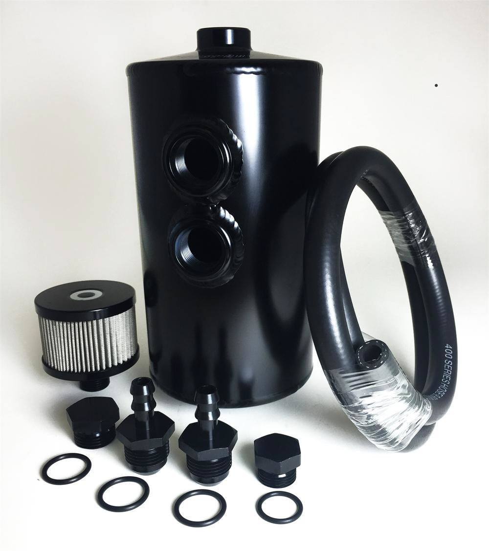 Prosport Black Aluminum Dual Baffle oil Catch can kit 0QMHN