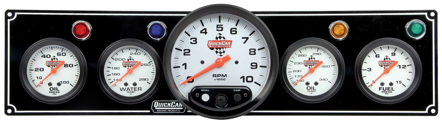 Quickcar Racing Products 3-1 Gauge Panel OP/WT/OP /FP w/5in Tach Black QRP61-6751