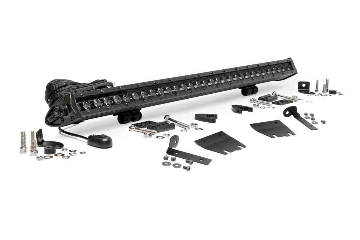 ROUGH COUNTRY 18- Jeep JL 30in LED Lig ht Hood Mount Kit Black RCS70054