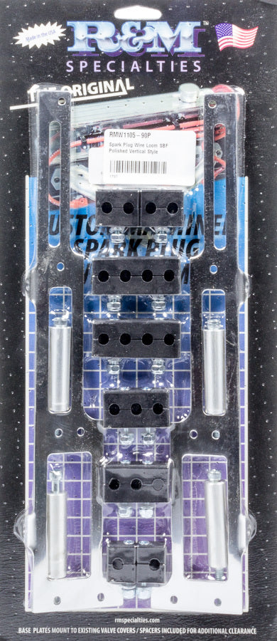 R and M Specialties Spark Plug Wire Loom SBF Polished Vertical Style RMW1105-90P