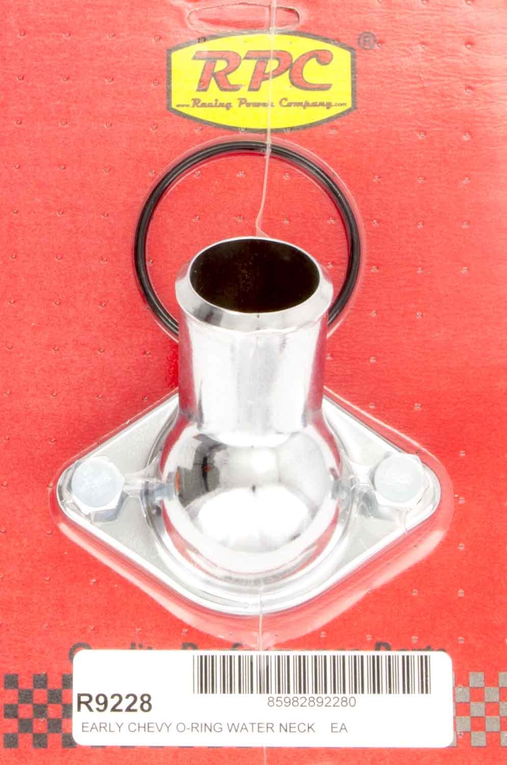 Racing Power Co-Packaged 55-64 Chevy V8 Steel 45 Deg Water Neck Chrome RPCR9228
