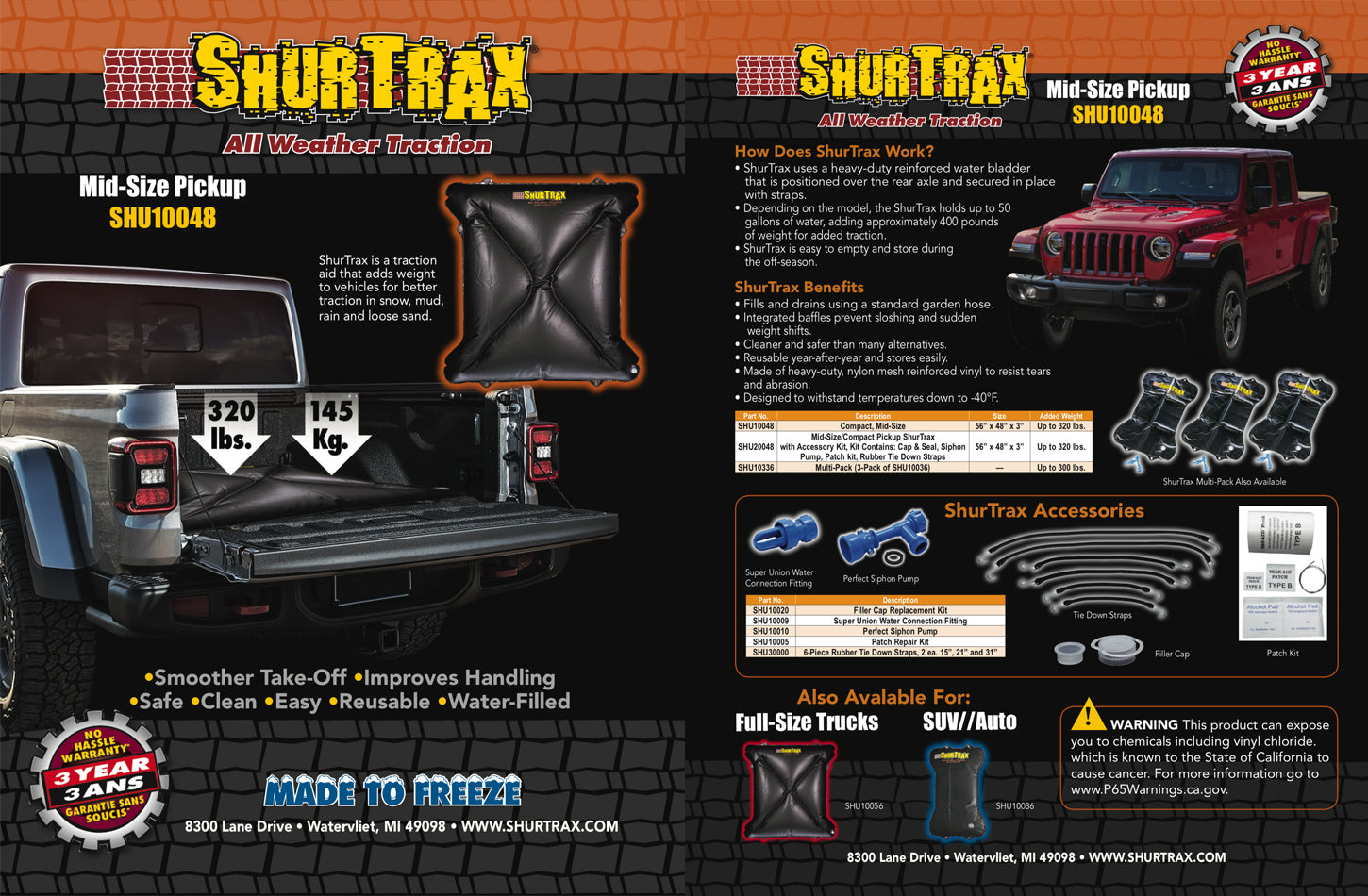 Shurtrax Mid-Size Pick-Up Sell Sheet SHU102