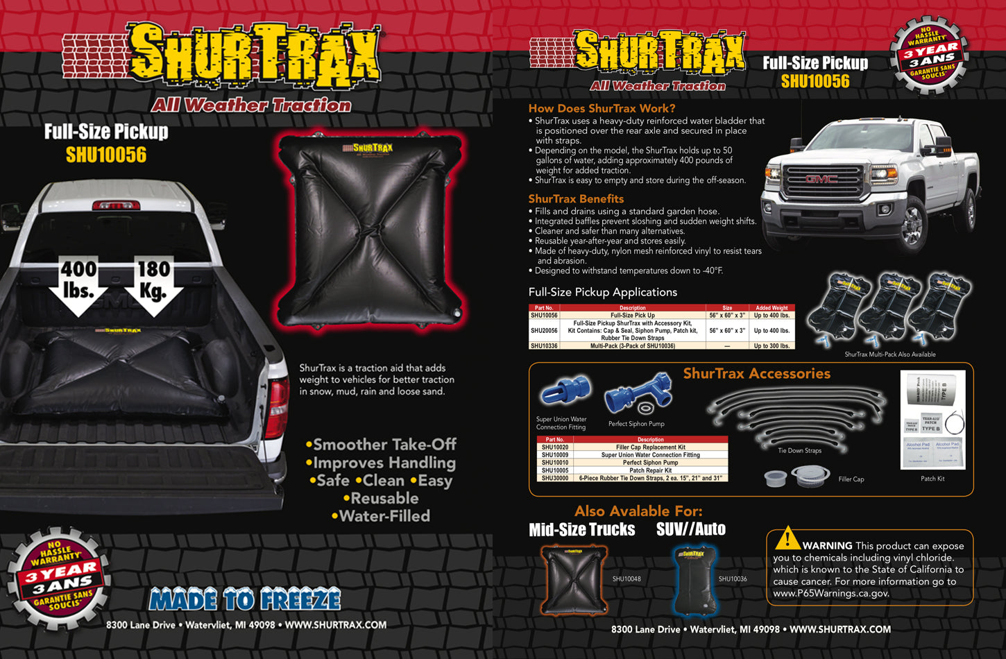 Shurtrax Full-Size Pick-UP Sell Sheet SHU103