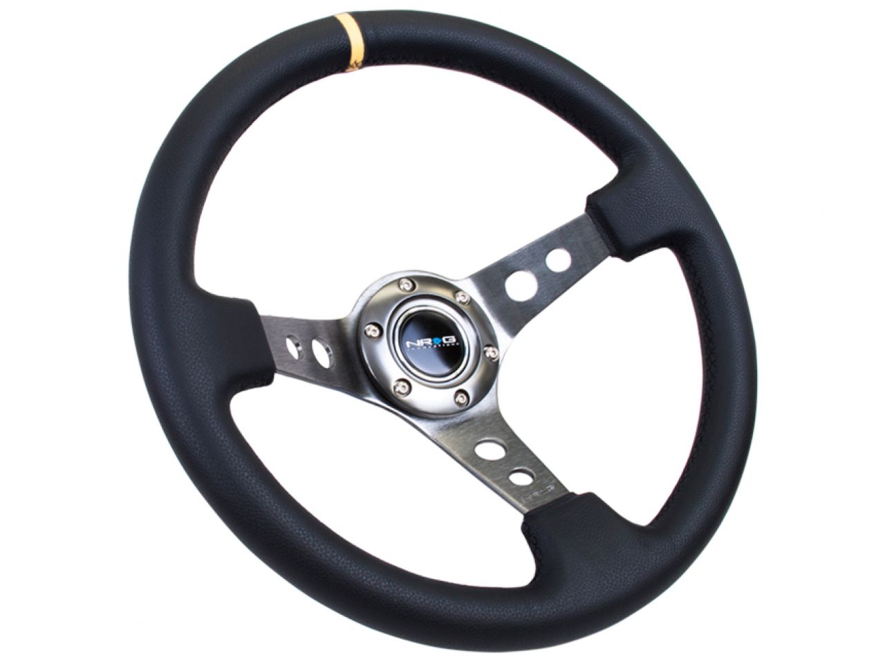 NRG 350mm Sport Steering Wheel (3" Deep) - Gun Metal w/ center marking
