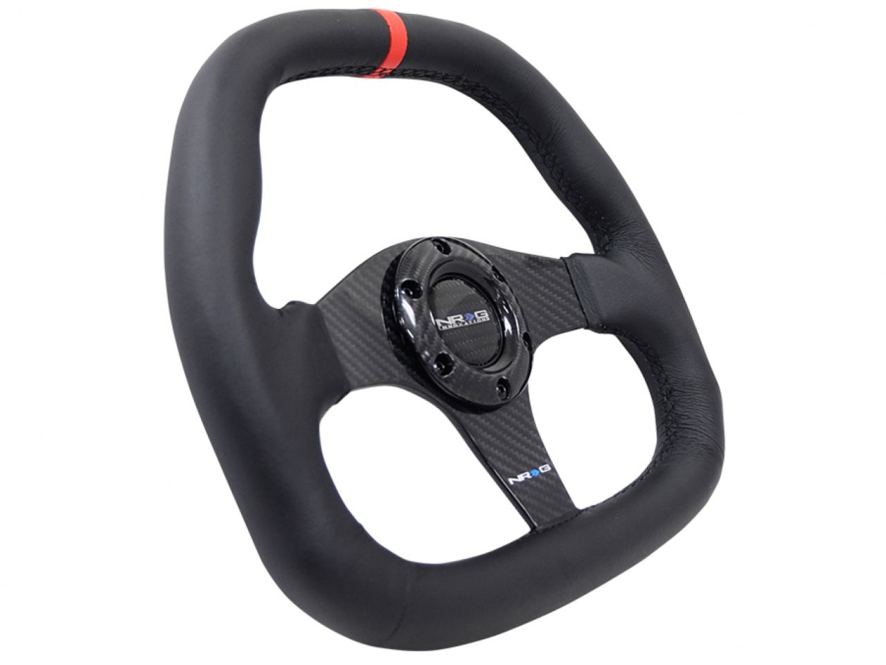 NRG Carbon Fiber Steering Wheel 320mm Black CF Center W/ Black Stitch Red