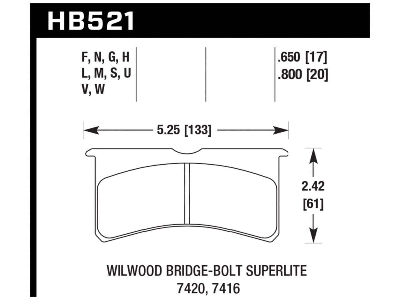 Hawk DTC-80 Wilwood BB SL 7420 20mm Race Brake Pads
