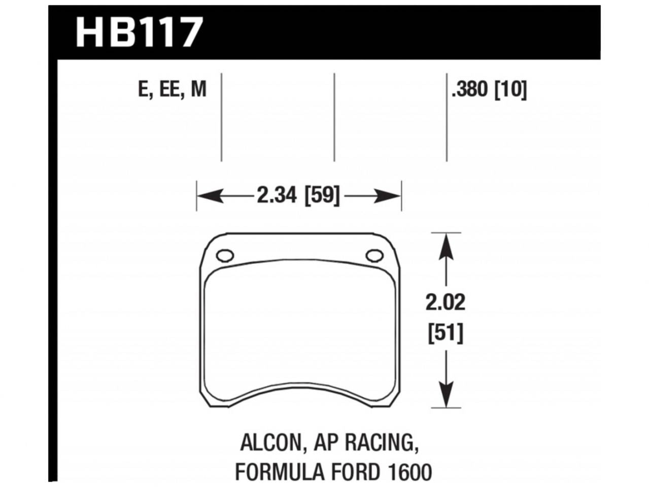 Hawk DTC-60 AP Racing 2 10mm Race Brake Pads
