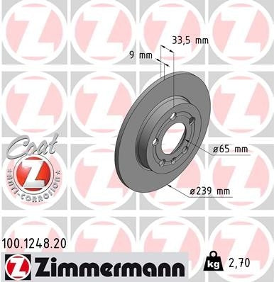 zimmermann disc brake rotor frsport 100.1248.20