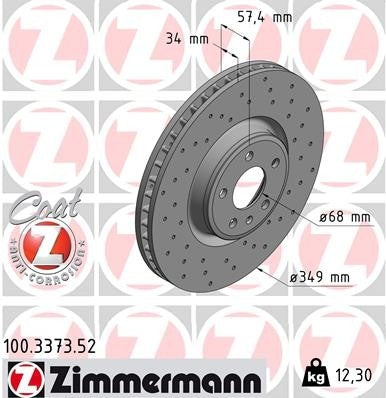Zimmermann Disc Brake Rotor top view frsport 100.3373.52