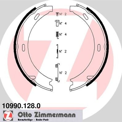 Zimmermann Parking Brake Shoe Set top view frsport 10990.128.0