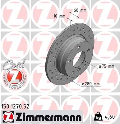 Zimmermann Disc Brake Rotor top view frsport 150.1270.52