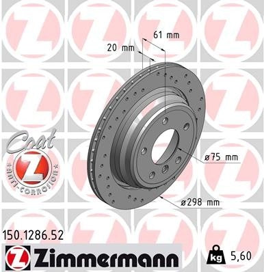Zimmermann Disc Brake Rotor top view frsport 150.1286.52