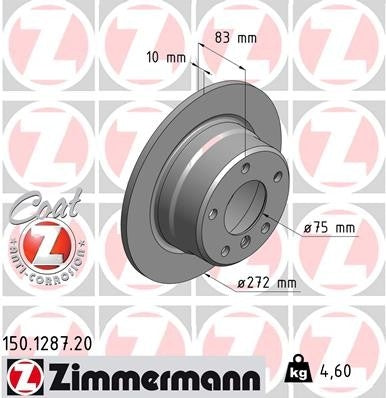 Zimmermann Disc Brake Rotor top view frsport 150.1287.20
