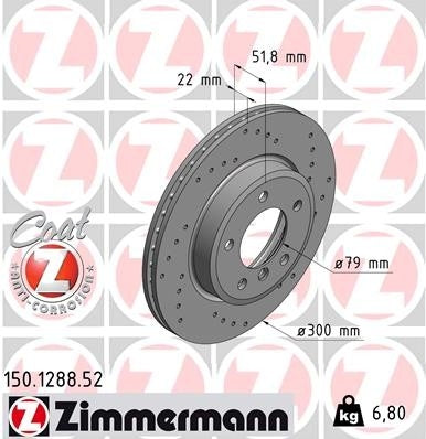 Zimmermann Disc Brake Rotor top view frsport 150.1288.52