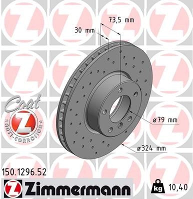 Zimmermann Disc Brake Rotor top view frsport 150.1296.52